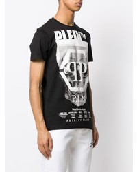 T-shirt à col rond imprimé noir et blanc Philipp Plein