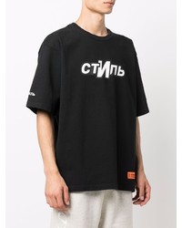 T-shirt à col rond imprimé noir et blanc Heron Preston