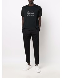 T-shirt à col rond imprimé noir et blanc Brioni