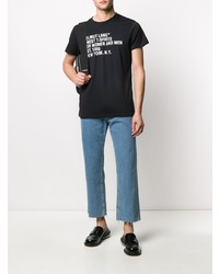 T-shirt à col rond imprimé noir et blanc Helmut Lang