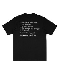 T-shirt à col rond imprimé noir et blanc Supreme