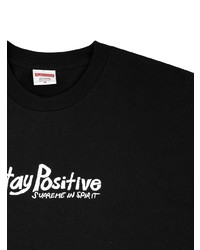 T-shirt à col rond imprimé noir et blanc Supreme