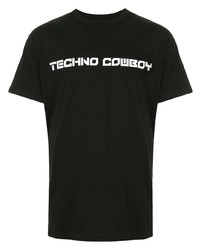 T-shirt à col rond imprimé noir et blanc Strateas Carlucci