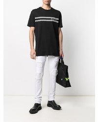 T-shirt à col rond imprimé noir et blanc Philipp Plein