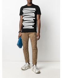 T-shirt à col rond imprimé noir et blanc DSQUARED2