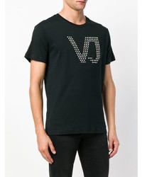 T-shirt à col rond imprimé noir et blanc Versace Jeans