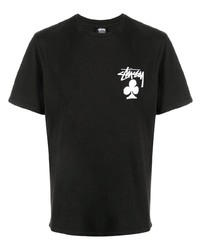 T-shirt à col rond imprimé noir et blanc Stussy