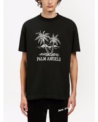 T-shirt à col rond imprimé noir et blanc Palm Angels