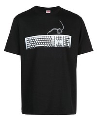 T-shirt à col rond imprimé noir et blanc Supreme