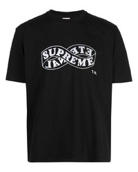 T-shirt à col rond imprimé noir et blanc Supreme