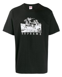 T-shirt à col rond imprimé noir et blanc Supreme