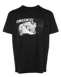 T-shirt à col rond imprimé noir et blanc Supreme