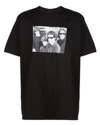 T-shirt à col rond imprimé noir et blanc Supreme