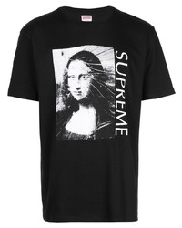 T-shirt à col rond imprimé noir et blanc Supreme