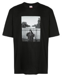 T-shirt à col rond imprimé noir et blanc Supreme