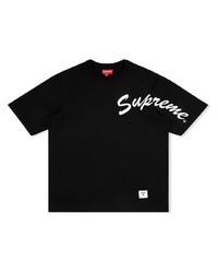 T-shirt à col rond imprimé noir et blanc Supreme