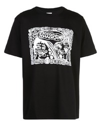 T-shirt à col rond imprimé noir et blanc Supreme