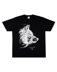 T-shirt à col rond imprimé noir et blanc Supreme