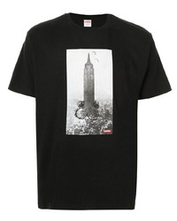 T-shirt à col rond imprimé noir et blanc Supreme