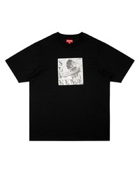 T-shirt à col rond imprimé noir et blanc Supreme