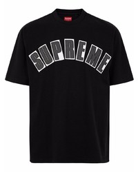 T-shirt à col rond imprimé noir et blanc Supreme