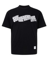 T-shirt à col rond imprimé noir et blanc Supreme