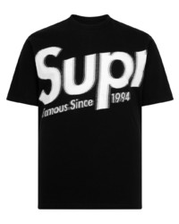 T-shirt à col rond imprimé noir et blanc Supreme