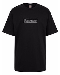 T-shirt à col rond imprimé noir et blanc Supreme