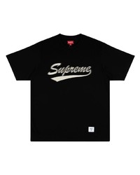 T-shirt à col rond imprimé noir et blanc Supreme