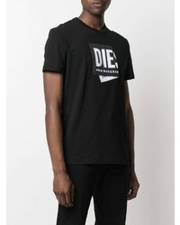 T-shirt à col rond imprimé noir et blanc Diesel