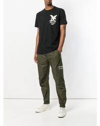 T-shirt à col rond imprimé noir et blanc Maharishi