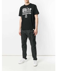 T-shirt à col rond imprimé noir et blanc White Mountaineering