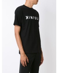 T-shirt à col rond imprimé noir et blanc Kinfolk