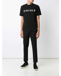 T-shirt à col rond imprimé noir et blanc Kinfolk