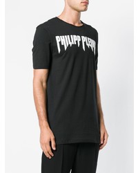 T-shirt à col rond imprimé noir et blanc Philipp Plein