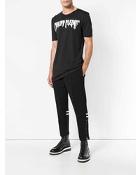 T-shirt à col rond imprimé noir et blanc Philipp Plein