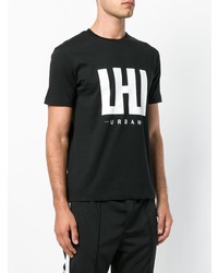 T-shirt à col rond imprimé noir et blanc Les Hommes Urban