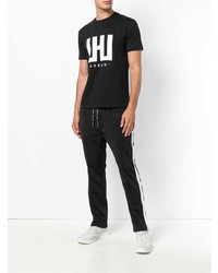 T-shirt à col rond imprimé noir et blanc Les Hommes Urban