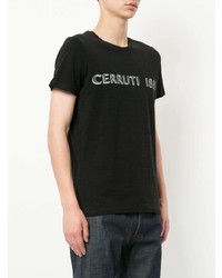 T-shirt à col rond imprimé noir et blanc Cerruti 1881