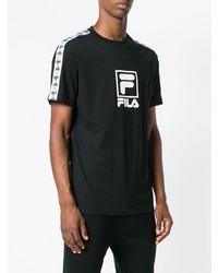 T-shirt à col rond imprimé noir et blanc Fila