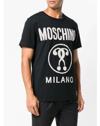 T-shirt à col rond imprimé noir et blanc Moschino