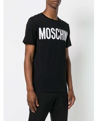 T-shirt à col rond imprimé noir et blanc Moschino