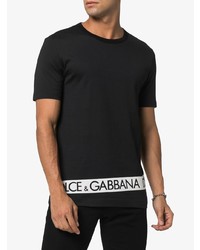 T-shirt à col rond imprimé noir et blanc Dolce & Gabbana