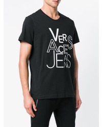 T-shirt à col rond imprimé noir et blanc Versace Jeans