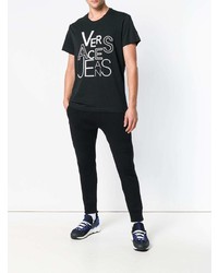 T-shirt à col rond imprimé noir et blanc Versace Jeans