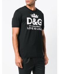 T-shirt à col rond imprimé noir et blanc Dolce & Gabbana