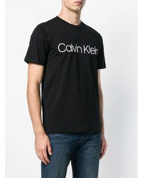 T-shirt à col rond imprimé noir et blanc Calvin Klein