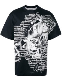 T-shirt à col rond imprimé noir et blanc