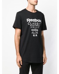 T-shirt à col rond imprimé noir et blanc Reebok