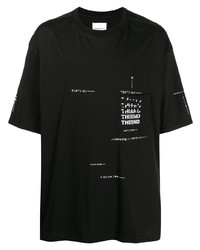 T-shirt à col rond imprimé noir et blanc Takahiromiyashita The Soloist